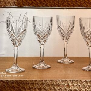 Bnwt Goldinger Clear Crystal Cut Glass Wine Goblets - Set of 4 brand new in box